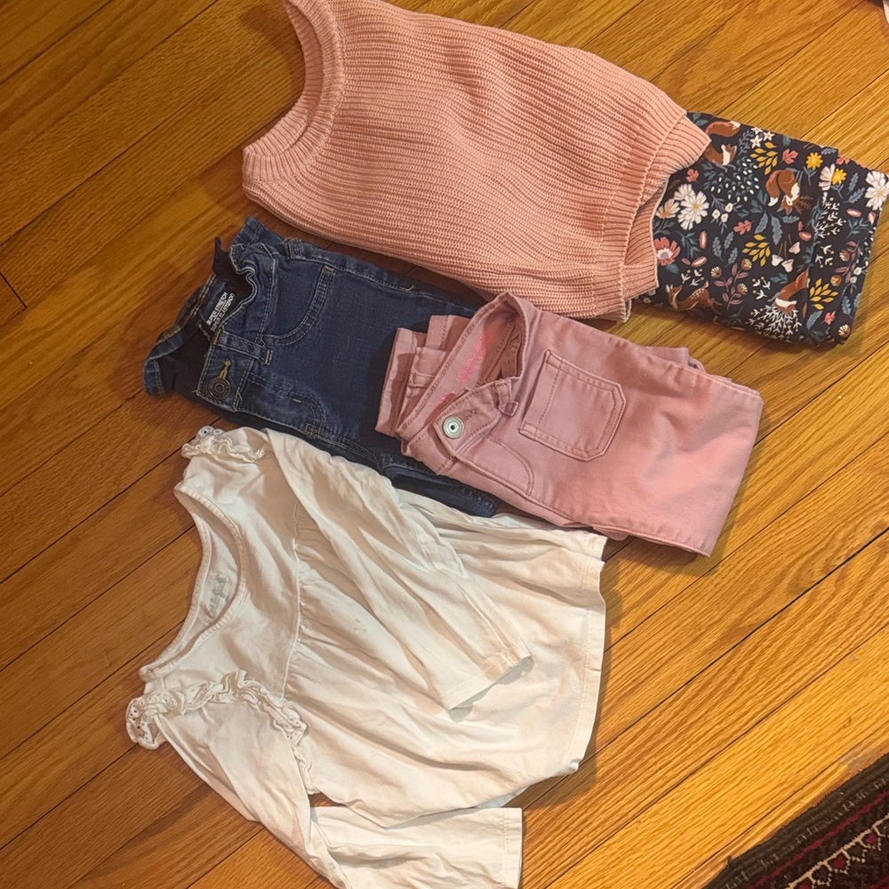 Lot Stylish Kids Clothing Set with Pink Sweater and Floral Pants